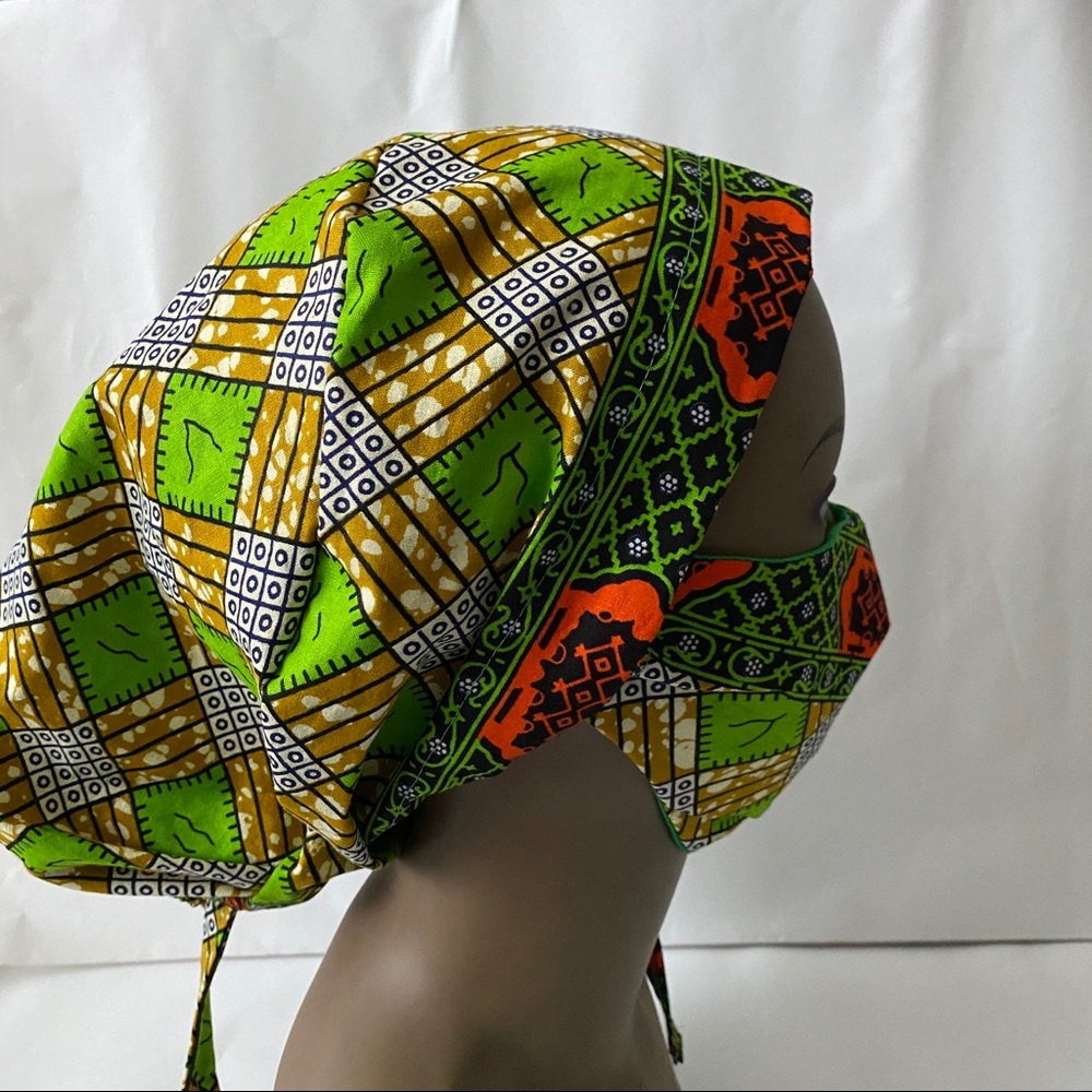 Ankara/ African Surgical Cap and Mask set